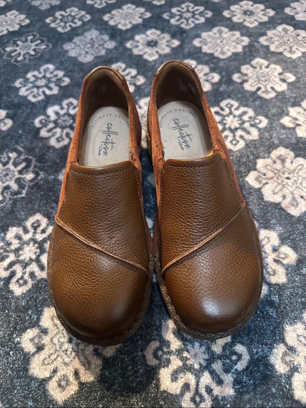 Clarks Brown Slip-On Pebbled & Suede Leather Loafers